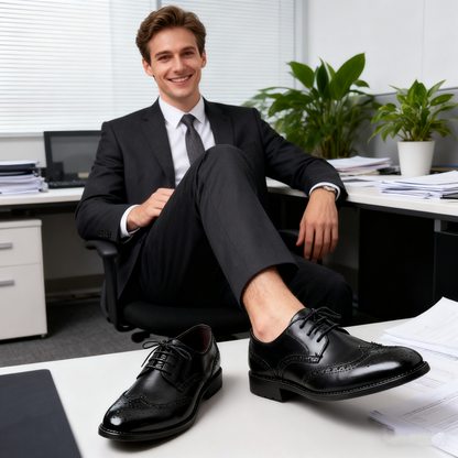 🎁Hoje com 50% de desconto✅Sapatos em pele de alta qualidade - Alivia as dores nas articulações 👞 Caminhada confortável